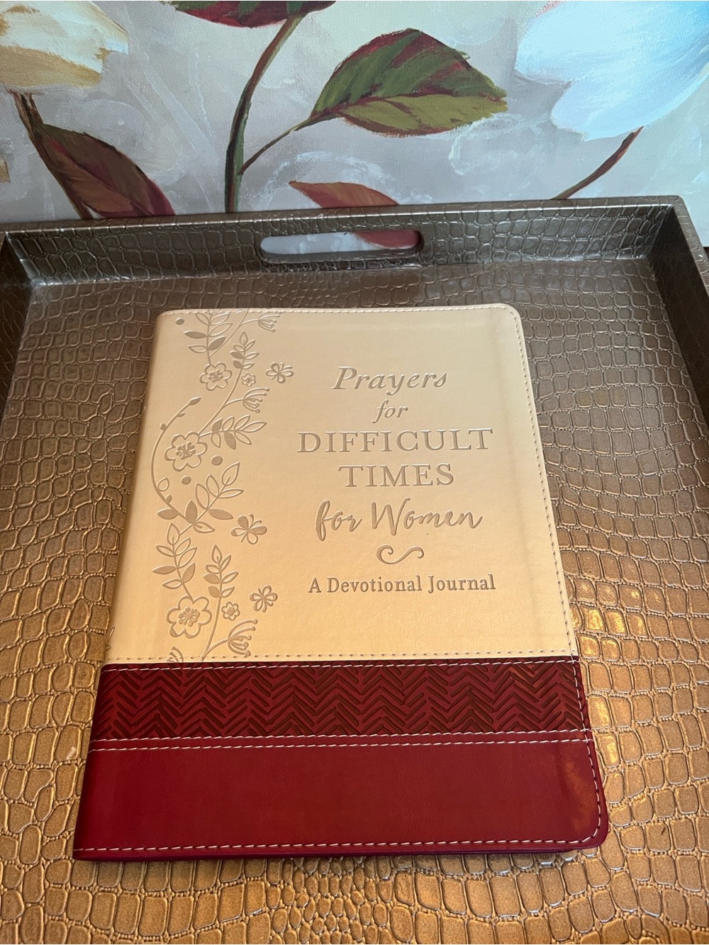 Devotional Journal - ‘Prayers for Difficult Times for Women’ -Beige & Red (NWOT)